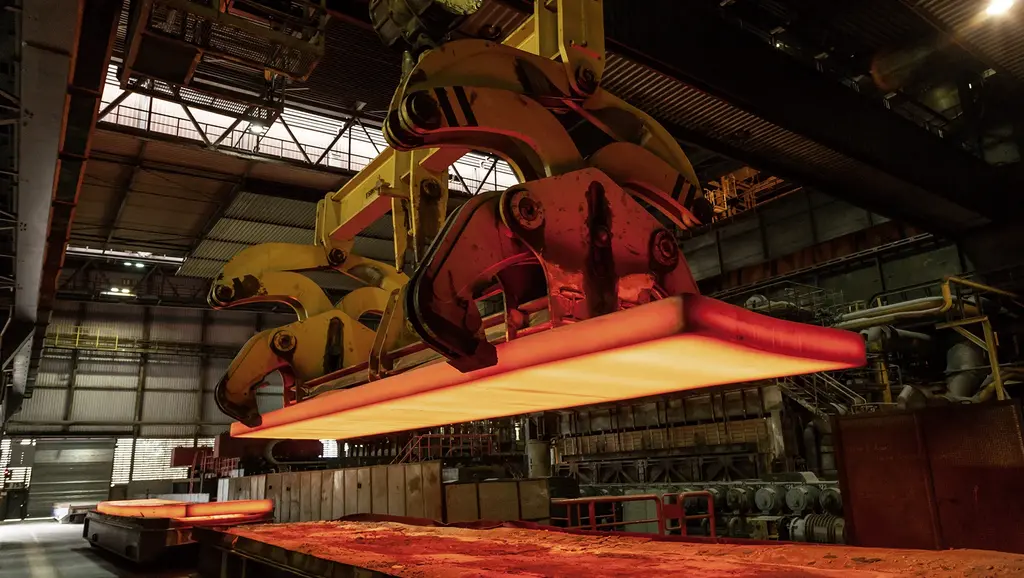 Crane in steel mill